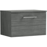 Nuie Arno 600mm Wall Hung 1 Drawer Countertop Vanity Unit Anthracite Woodgrain ARN522W