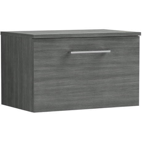 Nuie Arno 600mm Wall Hung 1 Drawer Countertop Vanity Unit Anthracite Woodgrain ARN522W