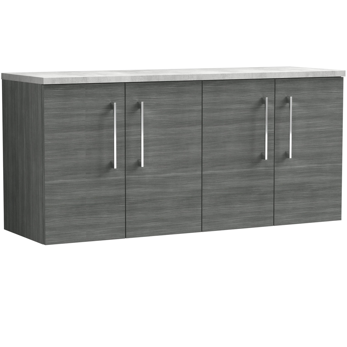 Nuie Arno 1200mm Wall Hung 4 Door Countertop Vanity Unit Anthracite Woodgrain ARN523LBG2