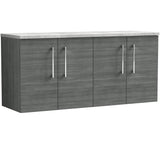 Nuie Arno 1200mm Wall Hung 4 Door Countertop Vanity Unit Anthracite Woodgrain ARN523LBG2
