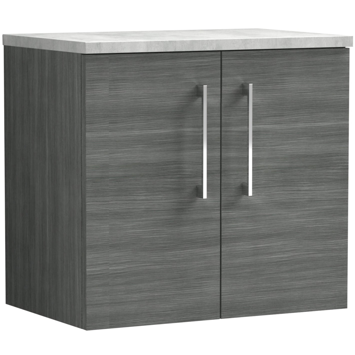 Nuie Arno 600mm Wall Hung 2 Door Countertop Vanity Unit Anthracite Woodgrain ARN523LBG