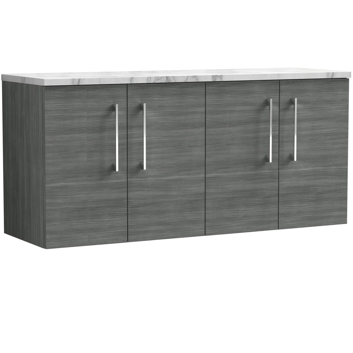 Nuie Arno 1200mm Wall Hung 4 Door Countertop Vanity Unit Anthracite Woodgrain ARN523LCM2