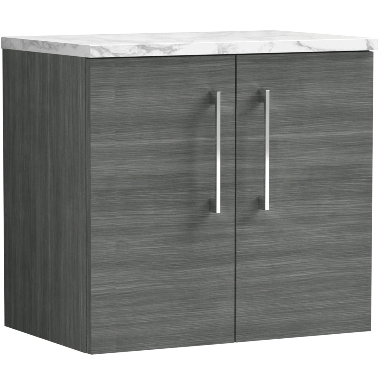 Nuie Arno 600mm Wall Hung 2 Door Countertop Vanity Unit Anthracite Woodgrain ARN523LCM