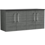 Nuie Arno 1200mm Wall Hung 4 Door Countertop Vanity Unit Anthracite Woodgrain ARN523LSB2