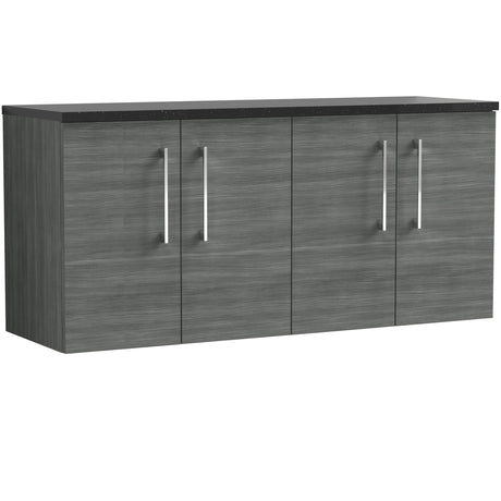 Nuie Arno 1200mm Wall Hung 4 Door Countertop Vanity Unit Anthracite Woodgrain ARN523LSB2