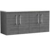 Nuie Arno 1200mm Wall Hung 4 Door Countertop Vanity Unit Anthracite Woodgrain ARN523LSW2