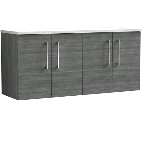 Nuie Arno 1200mm Wall Hung 4 Door Countertop Vanity Unit Anthracite Woodgrain ARN523LSW2