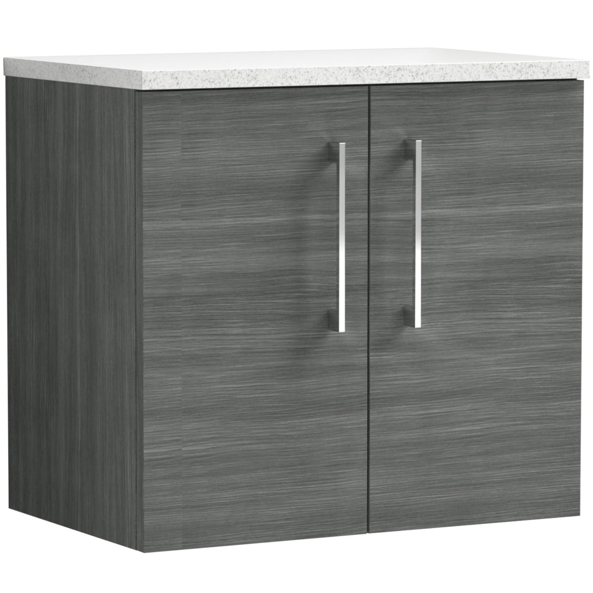 Nuie Arno 600mm Wall Hung 2 Door Countertop Vanity Unit Anthracite Woodgrain ARN523LSW