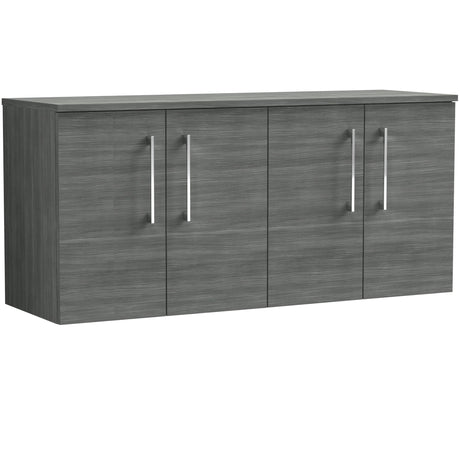 Nuie Arno 1200mm Wall Hung 4 Door Countertop Vanity Unit Anthracite Woodgrain ARN523W2