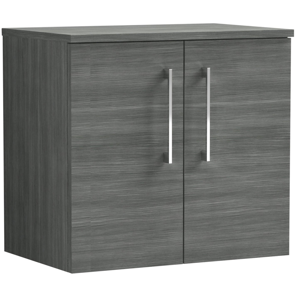 Nuie Arno 600mm Wall Hung 2 Door Countertop Vanity Unit Anthracite Woodgrain ARN523W