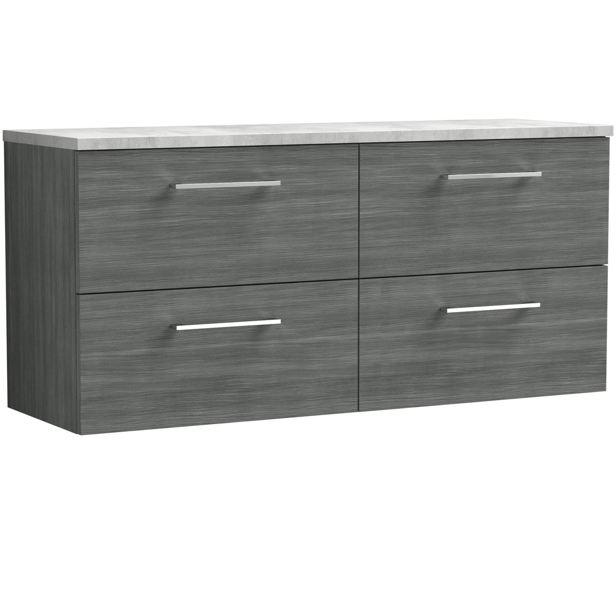 Nuie Arno 1200mm Wall Hung 4 Drawer Countertop Vanity Unit Anthracite Woodgrain ARN524LBG2