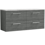 Nuie Arno 1200mm Wall Hung 4 Drawer Countertop Vanity Unit Anthracite Woodgrain ARN524LBG2