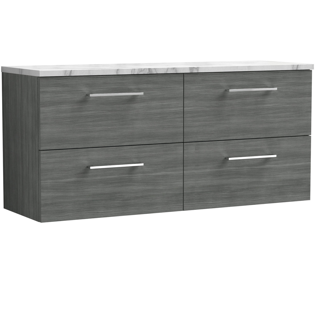 Nuie Arno 1200mm Wall Hung 4 Drawer Countertop Vanity Unit Anthracite Woodgrain ARN524LCM2
