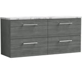 Nuie Arno 1200mm Wall Hung 4 Drawer Countertop Vanity Unit Anthracite Woodgrain ARN524LCM2
