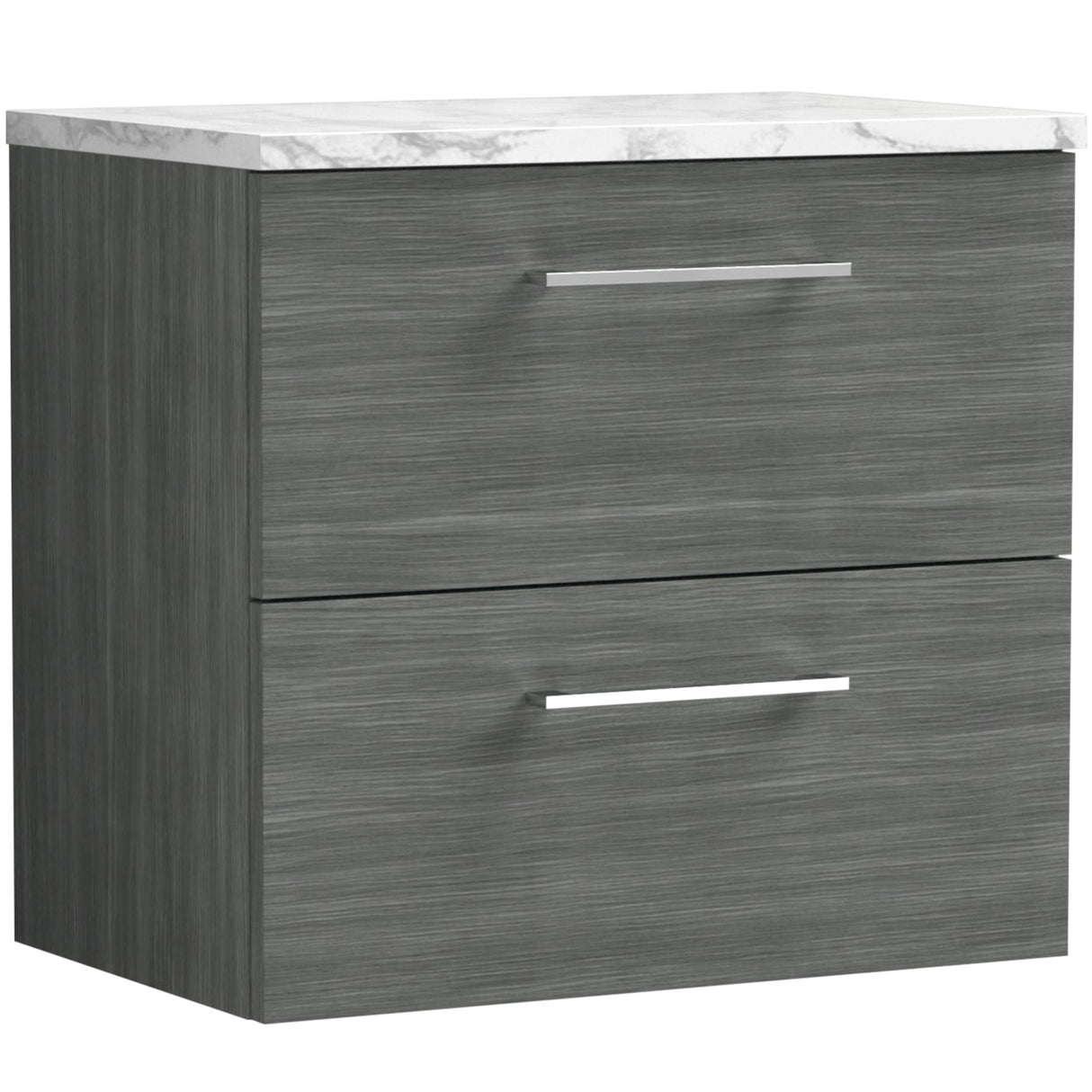 Nuie Arno 600mm Wall Hung 2 Drawer Countertop Vanity Unit Anthracite Woodgrain ARN524LCM