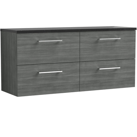 Nuie Arno 1200mm Wall Hung 4 Drawer Countertop Vanity Unit Anthracite Woodgrain ARN524LSB2