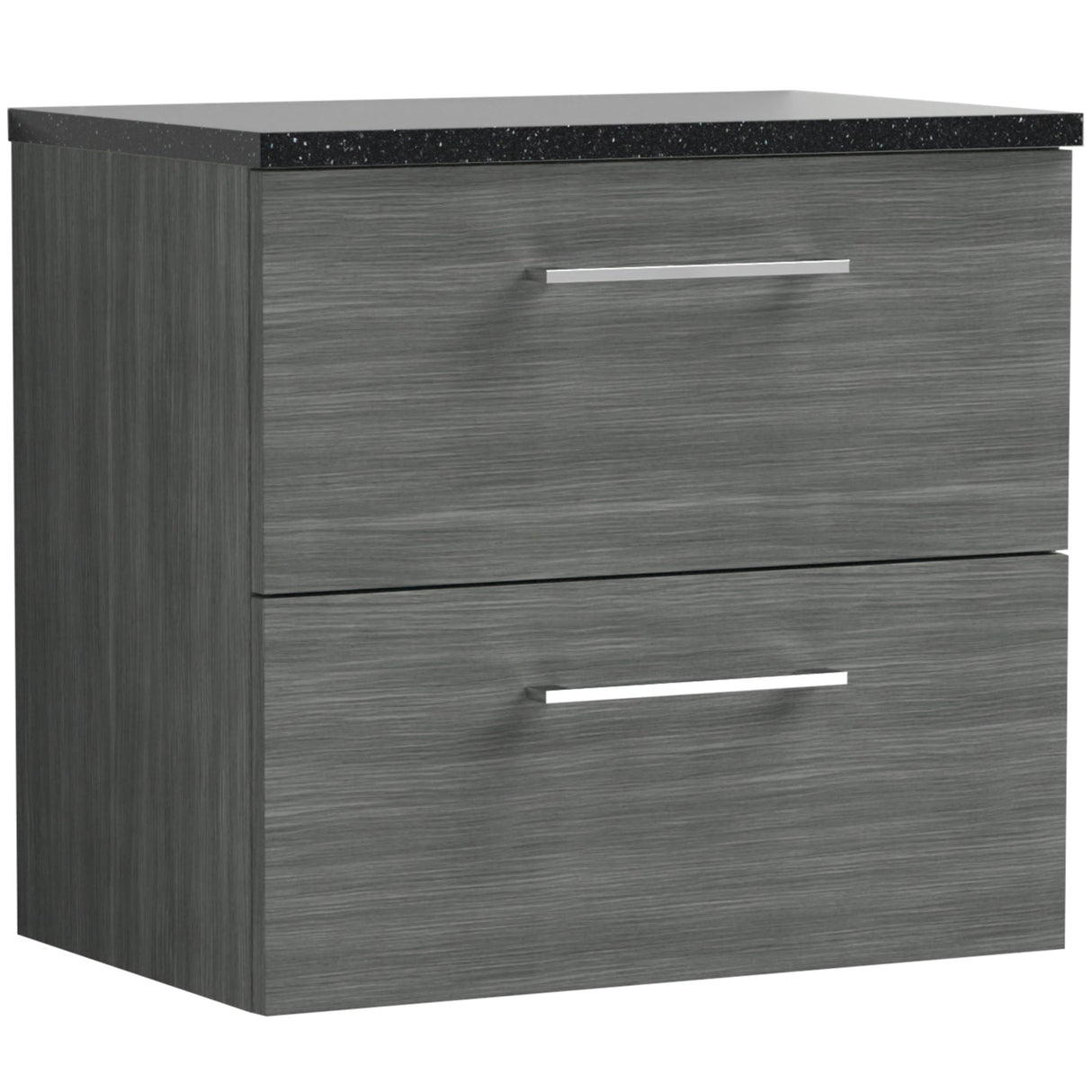 Nuie Arno 600mm Wall Hung 2 Drawer Countertop Vanity Unit Anthracite Woodgrain ARN524LSB