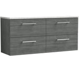 Nuie Arno 1200mm Wall Hung 4 Drawer Countertop Vanity Unit Anthracite Woodgrain ARN524LSW2