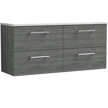 Nuie Arno 1200mm Wall Hung 4 Drawer Countertop Vanity Unit Anthracite Woodgrain ARN524LSW2