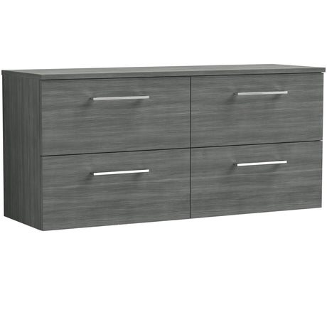 Nuie Arno 1200mm Wall Hung 4 Drawer Countertop Vanity Unit Anthracite Woodgrain ARN524W2