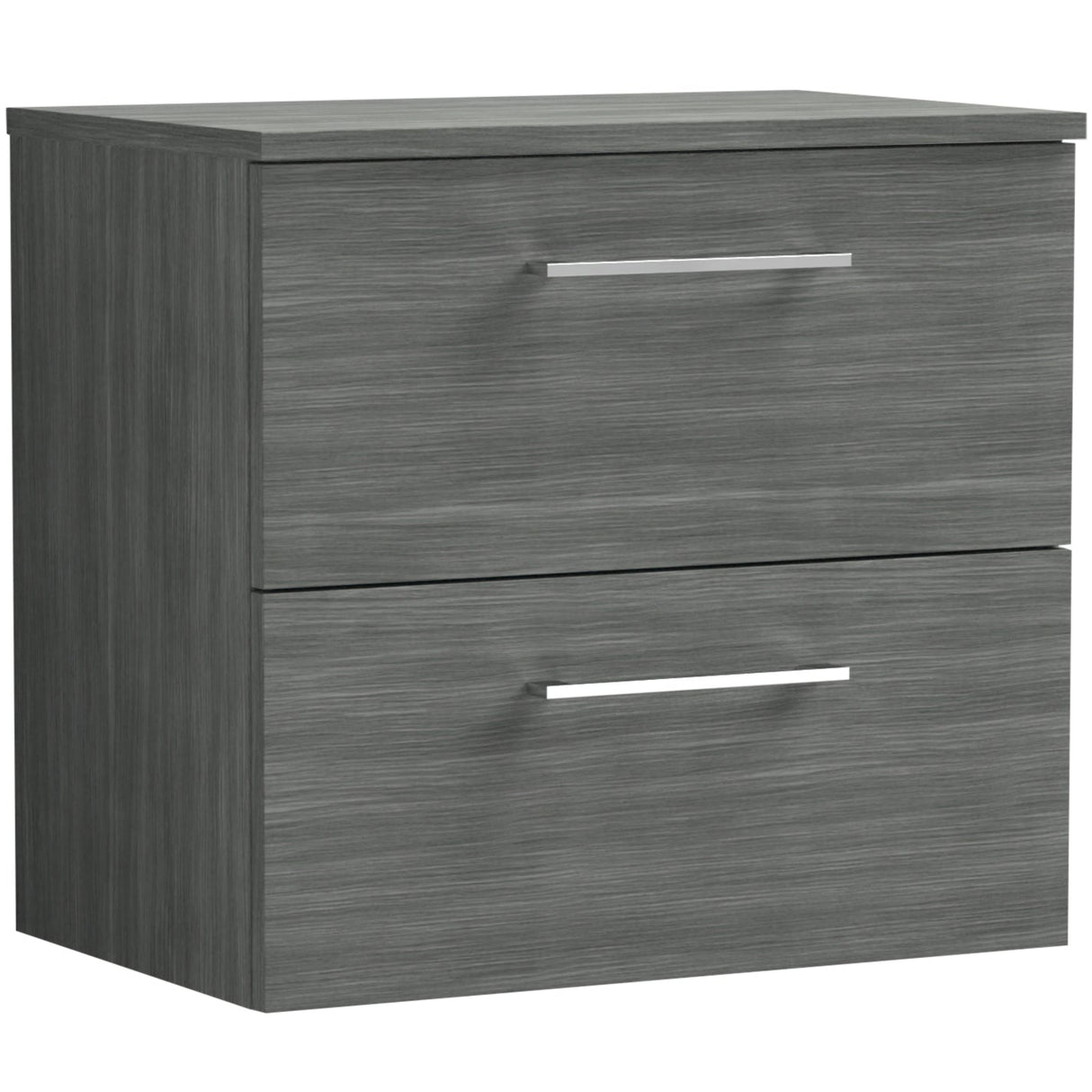 Nuie Arno 600mm Wall Hung 2 Drawer Countertop Vanity Unit Anthracite Woodgrain ARN524W