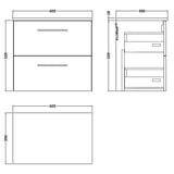 Nuie Arno 600mm Wall Hung 2 Drawer Countertop Vanity Unit Anthracite Woodgrain ARN524W LD