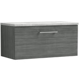 Nuie Arno 800mm Wall Hung 1 Drawer Countertop Vanity Unit Anthracite Woodgrain ARN525LBG