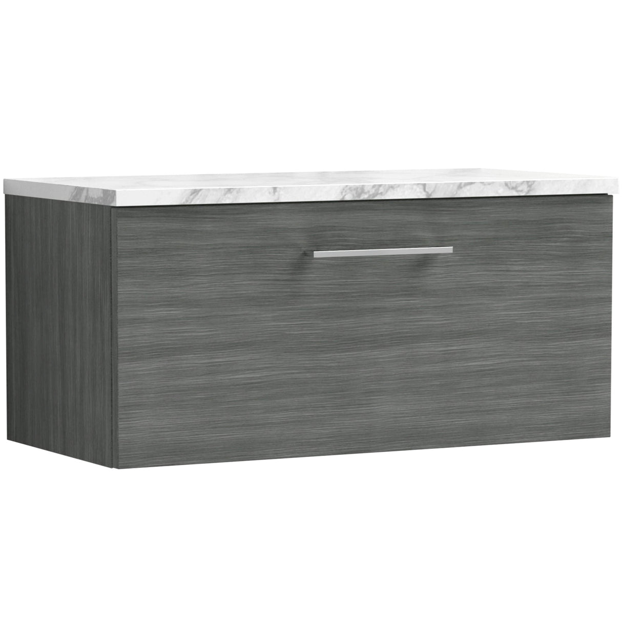 Nuie Arno 800mm Wall Hung 1 Drawer Countertop Vanity Unit Anthracite Woodgrain ARN525LCM