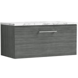 Nuie Arno 800mm Wall Hung 1 Drawer Countertop Vanity Unit Anthracite Woodgrain ARN525LCM