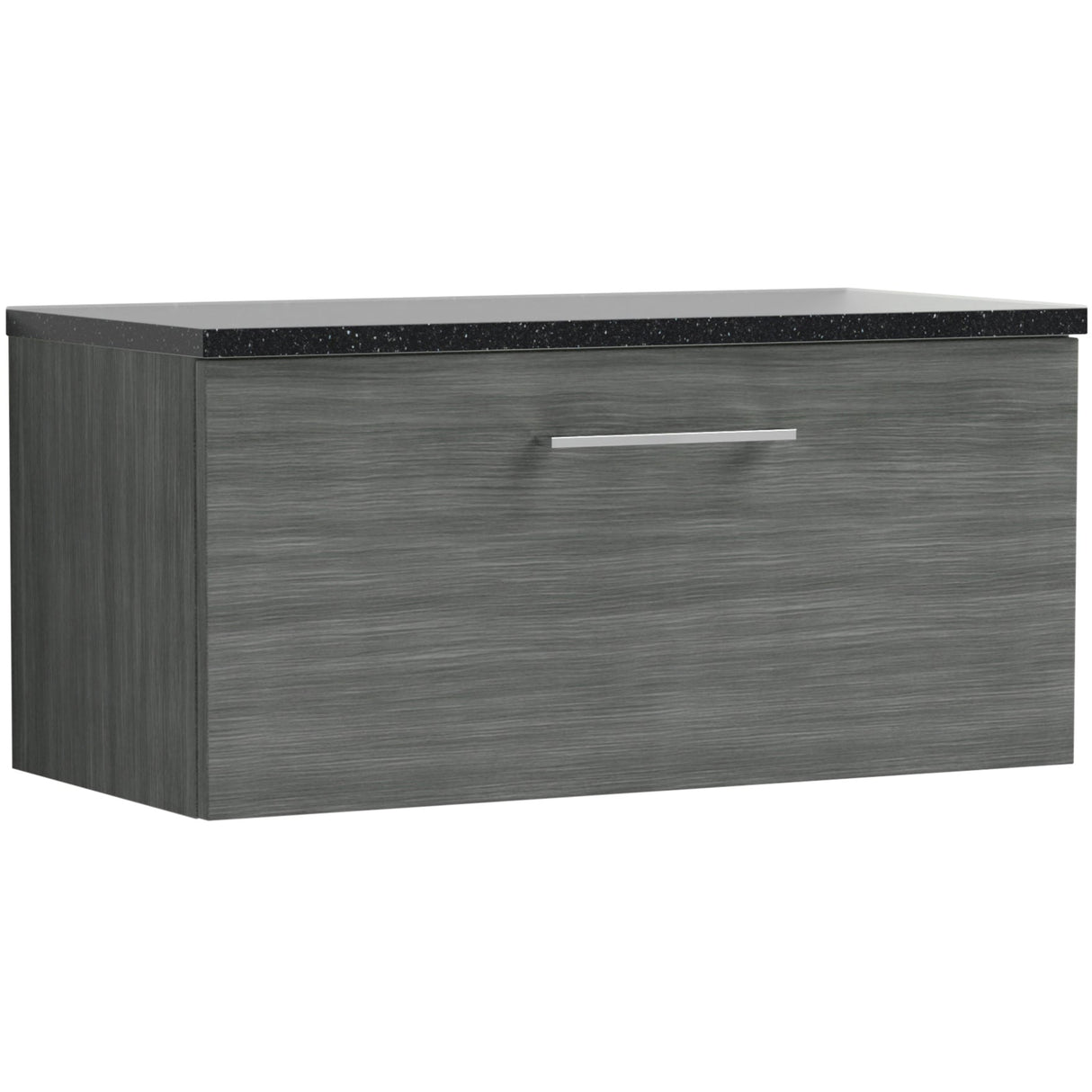 Nuie Arno 800mm Wall Hung 1 Drawer Countertop Vanity Unit Anthracite Woodgrain ARN525LSB