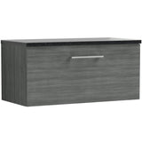 Nuie Arno 800mm Wall Hung 1 Drawer Countertop Vanity Unit Anthracite Woodgrain ARN525LSB