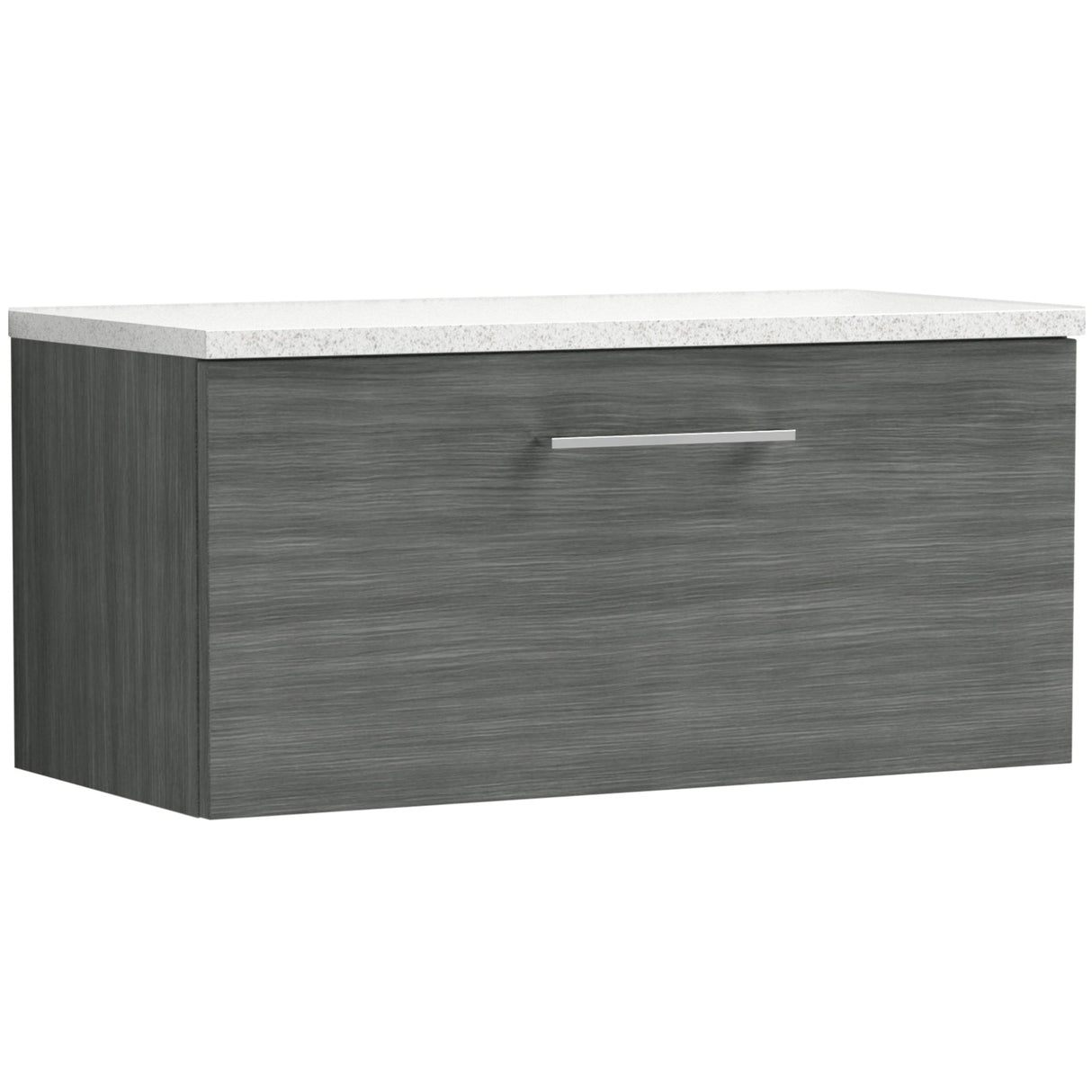 Nuie Arno 800mm Wall Hung 1 Drawer Countertop Vanity Unit Anthracite Woodgrain ARN525LSW