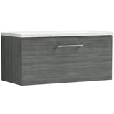 Nuie Arno 800mm Wall Hung 1 Drawer Countertop Vanity Unit Anthracite Woodgrain ARN525LSW