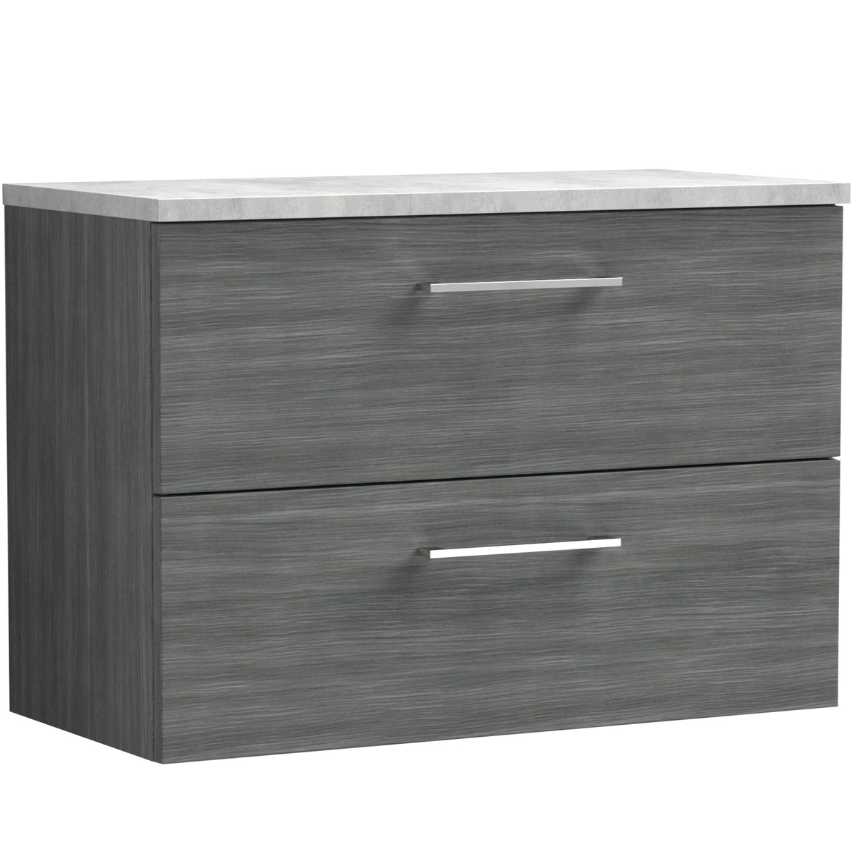 Nuie Arno 800mm Wall Hung 2 Drawer Countertop Vanity Unit Anthracite Woodgrain ARN526LBG