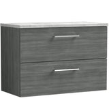 Nuie Arno 800mm Wall Hung 2 Drawer Countertop Vanity Unit Anthracite Woodgrain ARN526LBG