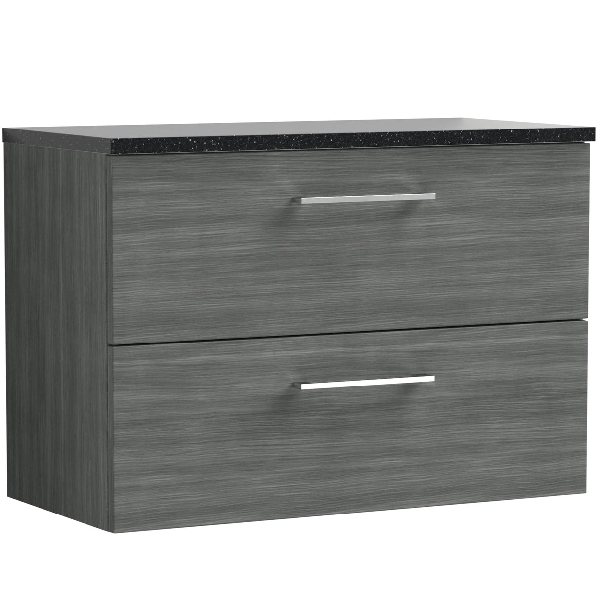 Nuie Arno 800mm Wall Hung 2 Drawer Countertop Vanity Unit Anthracite Woodgrain ARN526LSB