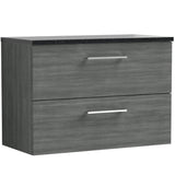 Nuie Arno 800mm Wall Hung 2 Drawer Countertop Vanity Unit Anthracite Woodgrain ARN526LSB