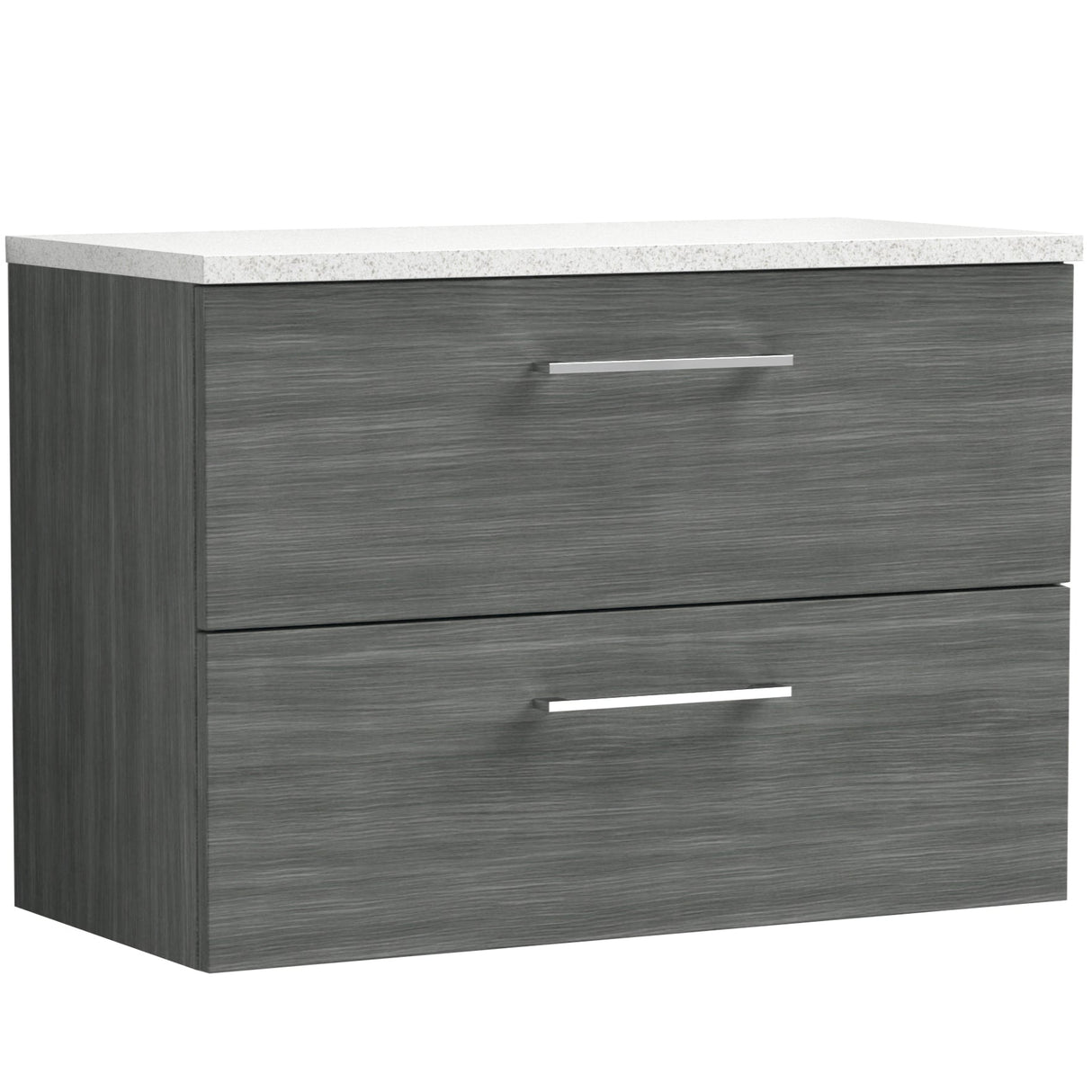 Nuie Arno 800mm Wall Hung 2 Drawer Countertop Vanity Unit Anthracite Woodgrain ARN526LSW
