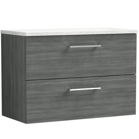 Nuie Arno 800mm Wall Hung 2 Drawer Countertop Vanity Unit Anthracite Woodgrain ARN526LSW