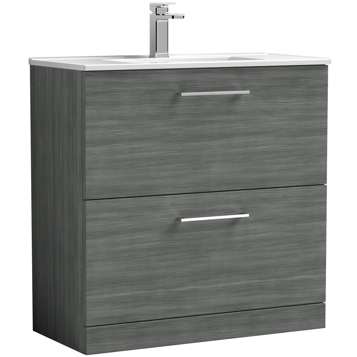 Nuie Arno 800mm Floor Standing 2 Drawer Vanity Unit & Basin Anthracite Woodgrain ARN535B