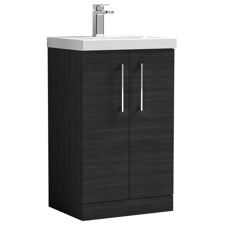 Nuie Arno 500mm Floor Standing 2 Door Vanity Unit & Basin Charcoal Black ARN601A