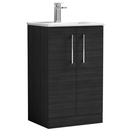 Nuie Arno 500mm Floor Standing 2 Door Vanity Unit & Basin Charcoal Black ARN601B