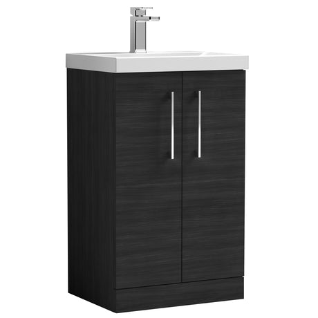 Nuie Arno 500mm Floor Standing 2 Door Vanity Unit & Basin Charcoal Black ARN601D