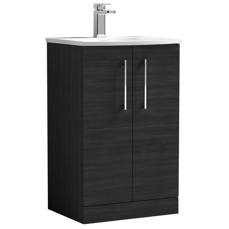 Nuie Arno 500mm Floor Standing 2 Door Vanity Unit & Basin Charcoal Black ARN601G