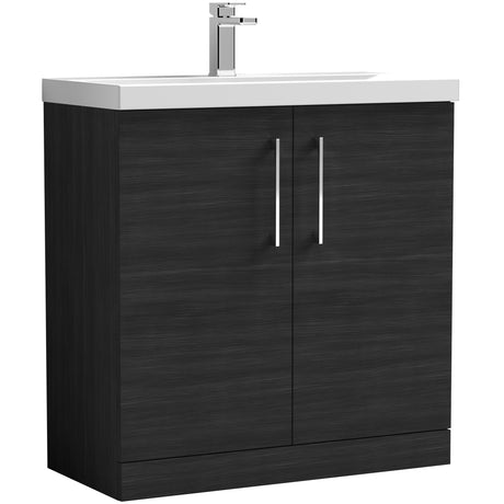 Nuie Arno 800mm Floor Standing 2 Door Vanity Unit & Basin Charcoal Black ARN605A