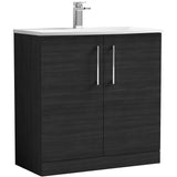 Nuie Arno 800mm Floor Standing 2 Door Vanity Unit & Basin Charcoal Black ARN605G