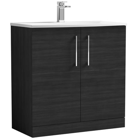 Nuie Arno 800mm Floor Standing 2 Door Vanity Unit & Basin Charcoal Black ARN605G