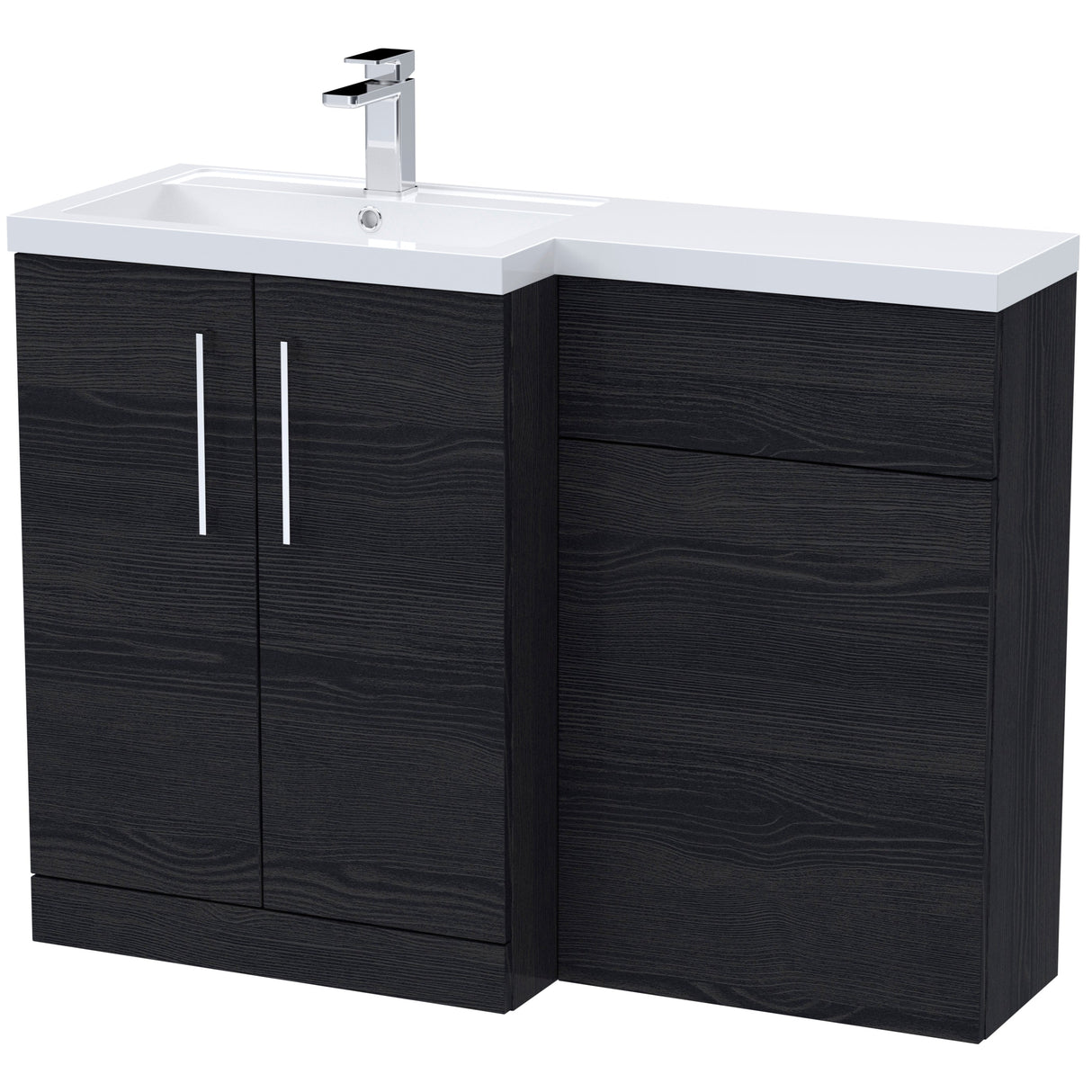 Nuie Arno Toilet & Basin Suite W1100mm - 2 Door Vanity Unit & Polymarble Basin Charcoal Black ARN611L