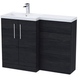 Nuie Arno Toilet & Basin Suite W1100mm - 2 Door Vanity Unit & Polymarble Basin Charcoal Black ARN611L