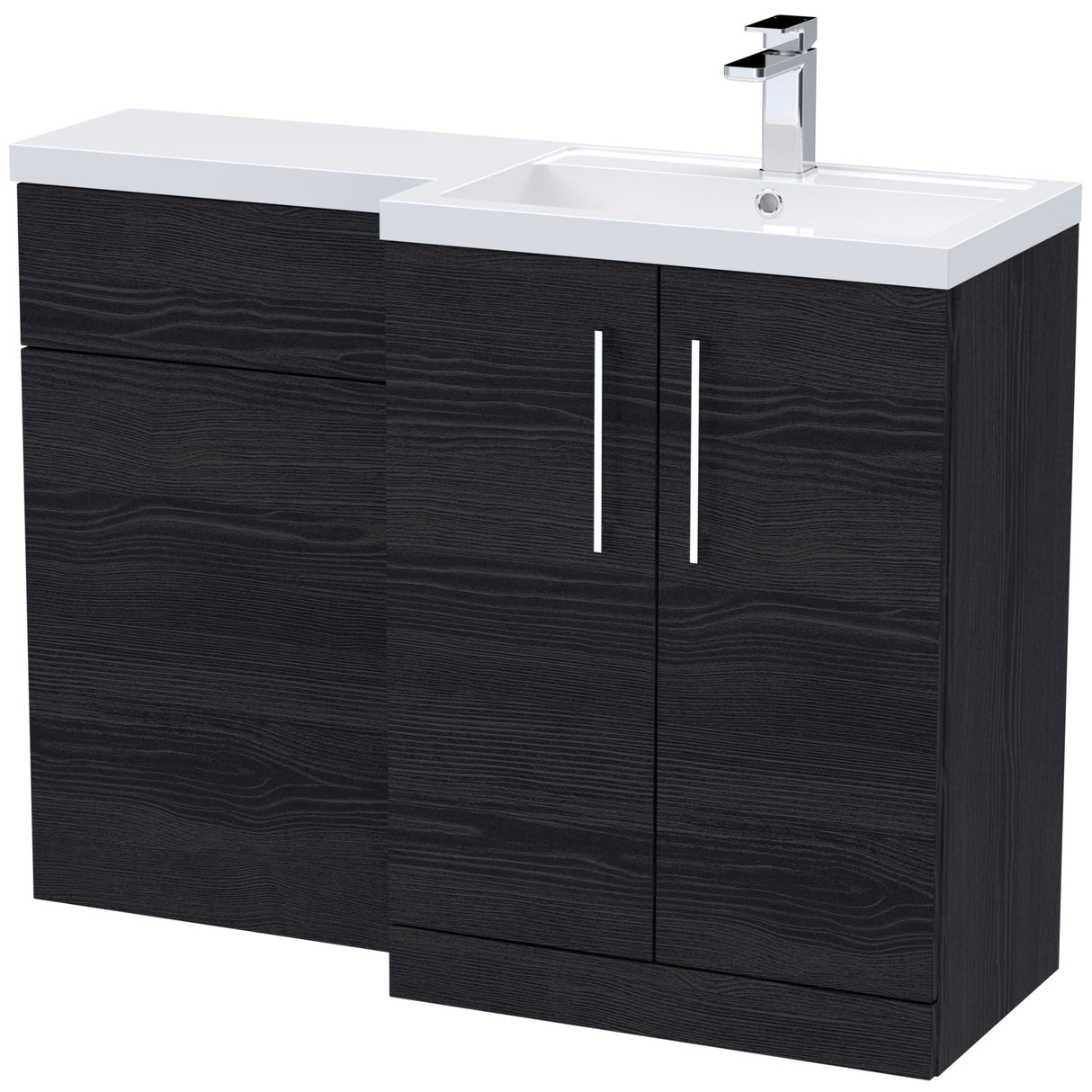 Nuie Arno Toilet & Basin Suite W1100mm - 2 Door Vanity Unit & Polymarble Basin Charcoal Black ARN611R